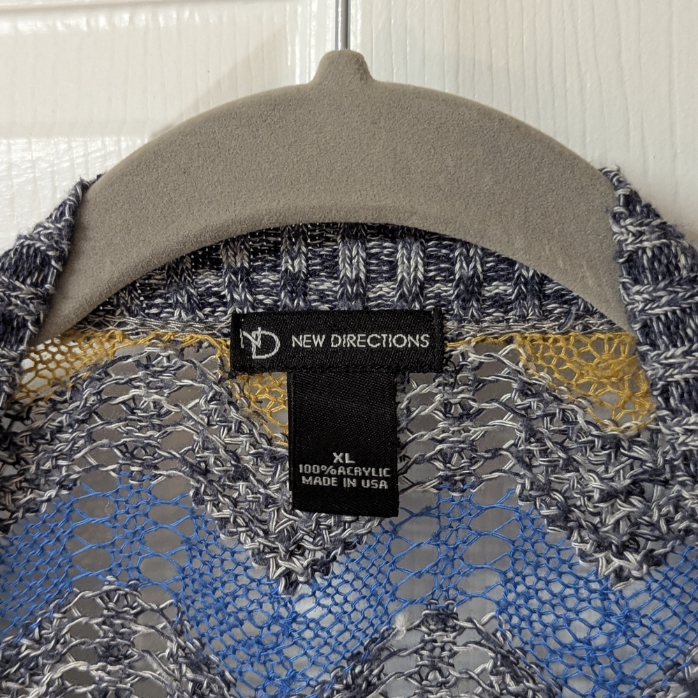 New Directions Chevron Multicolor Knit Cardigan - Picture 3 of 5